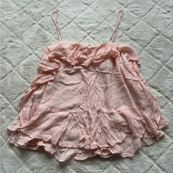 Free People | Cascades Ruffle Romantic Sleeveless Camisole | Size Extra Small - Picture 3 of 8